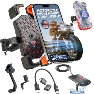Universal Waterproof Motorcycle Phone Mount with USB Charger Charger